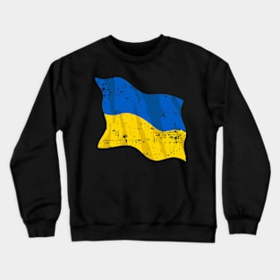 Waving Ukraine Flag Beautiful Distressed Blue and Yellow Crewneck Sweatshirt